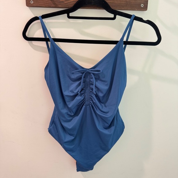 J. Crew Other - J.Crew Playa Laguna Ruched Tie Front One Piece Swimsuit Blue Medium NWT